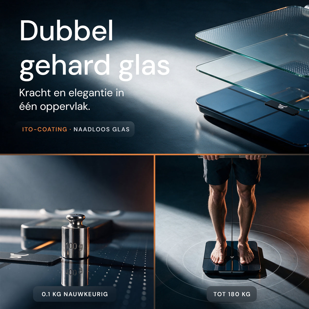 Weegplateau van gehard glas met ITO-coating, nauwkeurig tot 0,1 kg en geschikt tot 180 kg