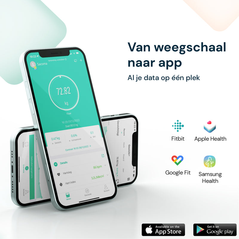 Sacoma Slimme Personenweegschaal met App - 17x Lichaamsanalyse - Vetpercentage - Original - Zwart