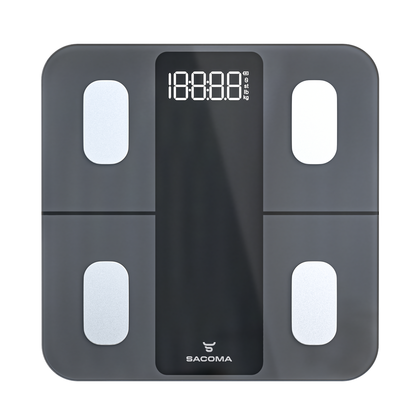 Sacoma Edge digitale personenweegschaal met helder LED display en nauwkeurige meting in strak en modern design