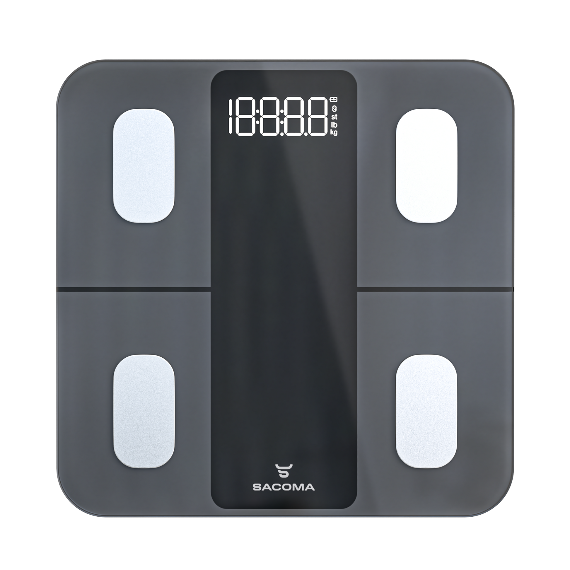 Sacoma Edge digitale personenweegschaal met helder LED display en nauwkeurige meting in strak en modern design