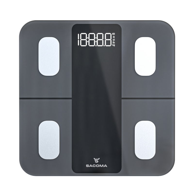 Sacoma Edge digitale personenweegschaal met helder LED display en nauwkeurige meting in strak en modern design