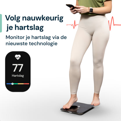 Slimme weegschaal met hartslagmeting en app koppeling voor het monitoren van je gezondheid en lichaamsanalyse