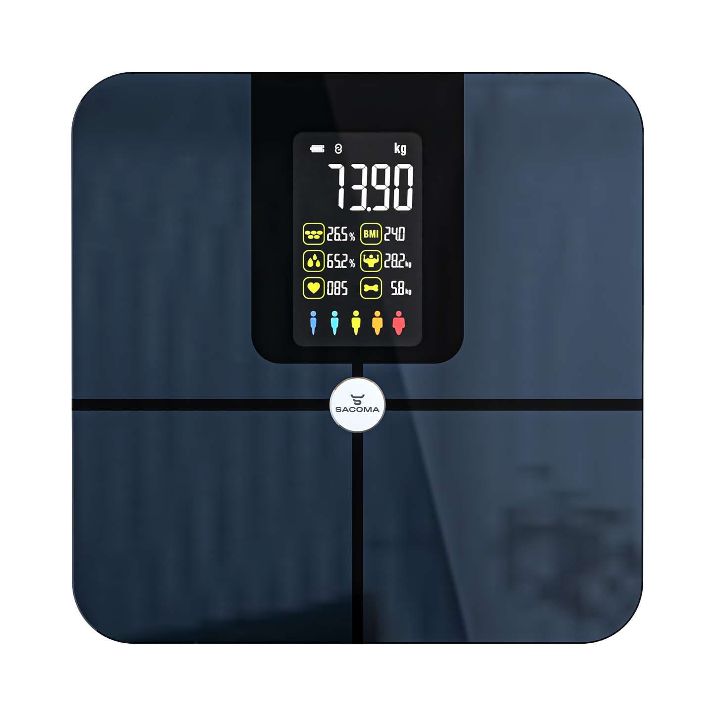 Sacoma Original slimme weegschaal met lichaamsanalyse, digitale personenweegschaal met BMI, vetpercentage, spiermassa en app koppeling