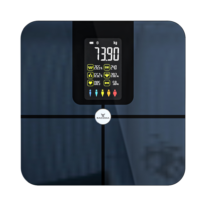 Sacoma Original slimme weegschaal met lichaamsanalyse, digitale personenweegschaal met BMI, vetpercentage, spiermassa en app koppeling