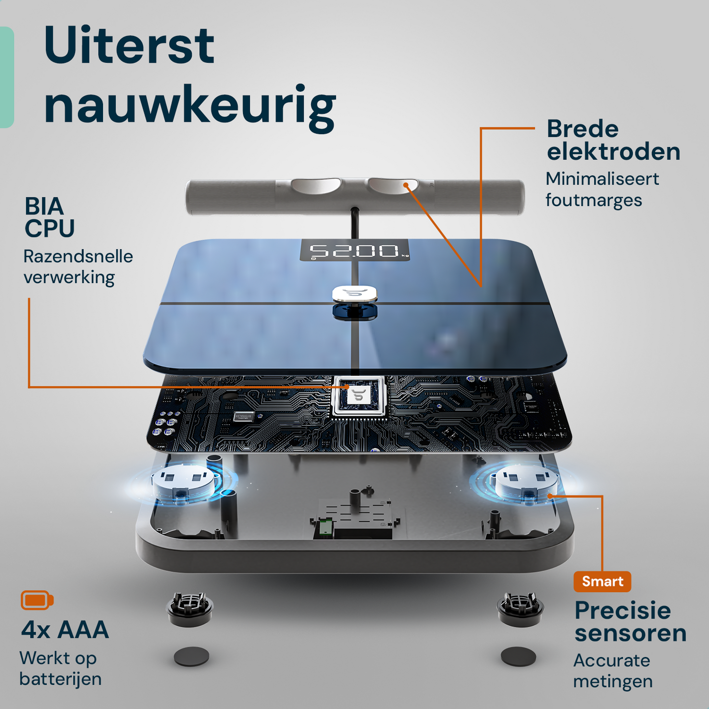 Digitale personenweegschaal met geavanceerde sensoren voor nauwkeurige metingen