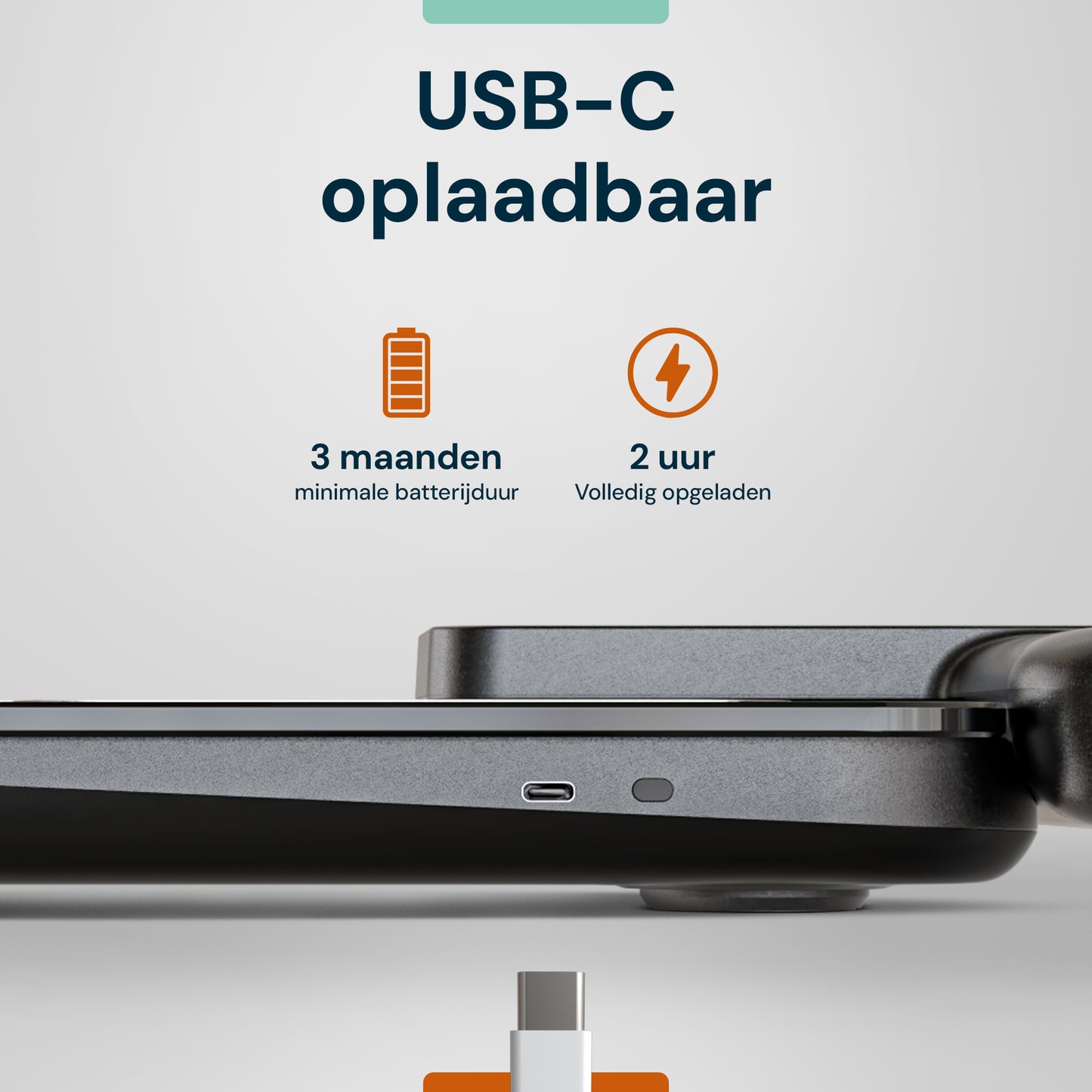 Sacoma Ultra slimme weegschaal met USB-C oplaadbaar design en lange batterijduur tot 3 maanden